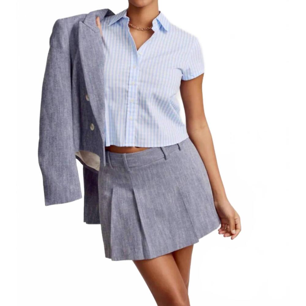 NEW THE SHIRT boxy crop shirt in sky blue check